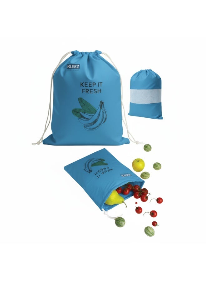 كليز أكياس كليز القابلة لإعادة الاستخدام لحفظ الفواكه والخضراوات والأعشاب طازجة | أكياس تخزين جيدة التهوية للفواكه والخضراوات والأعشاب | أكياس تسوق صديقة للبيئة، قابلة للغسل، ومُرمّزة بالألوان، مناسبة للثلاجة أو خزانة المؤن - Image 1