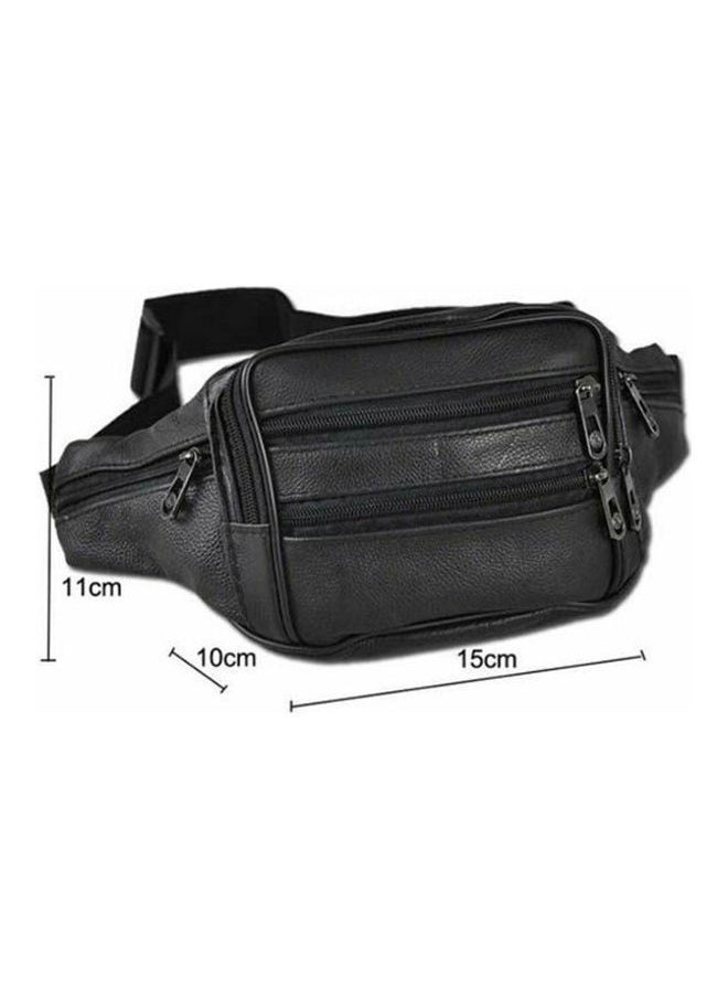 NIBEMINENT - Men Natural Leather Waist Belt Bag Black - Image 1
