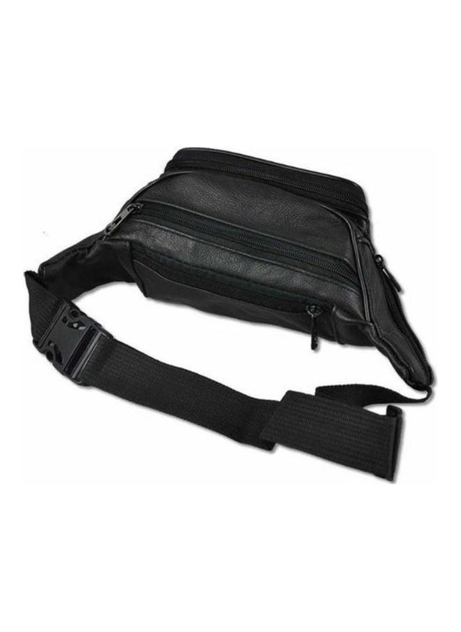 NIBEMINENT - Men Natural Leather Waist Belt Bag Black - Image 1