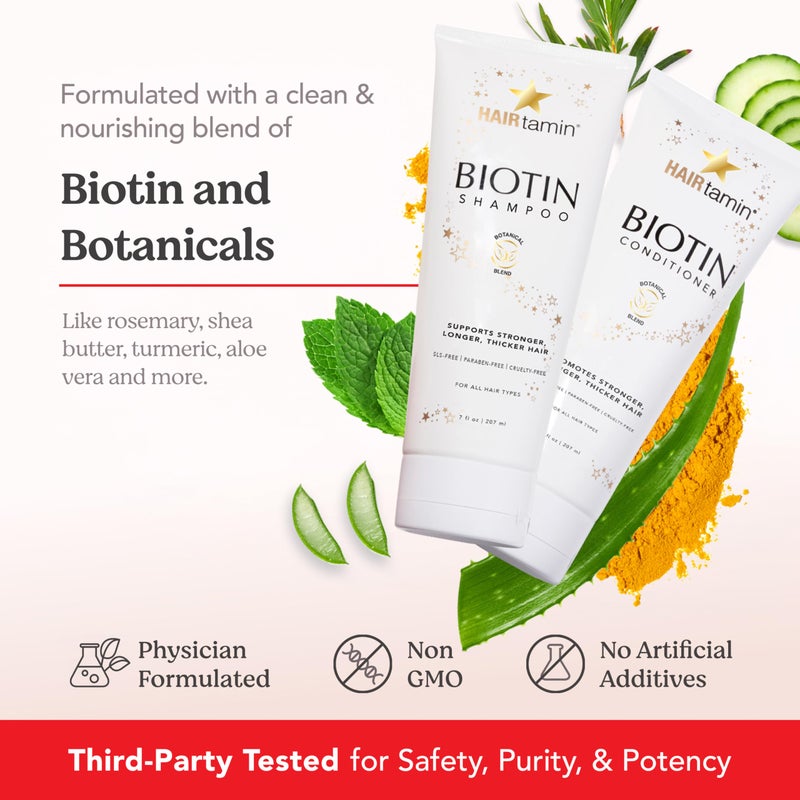 HAIRtamin Shampoo and Conditioner Set - Paraben & Sulfate Free, Volumizing & Moisturizing, Natural Biotin Shampoos and Conditioners, Gentle Moisturizer on Curly & Color Treated Hair - Image 5