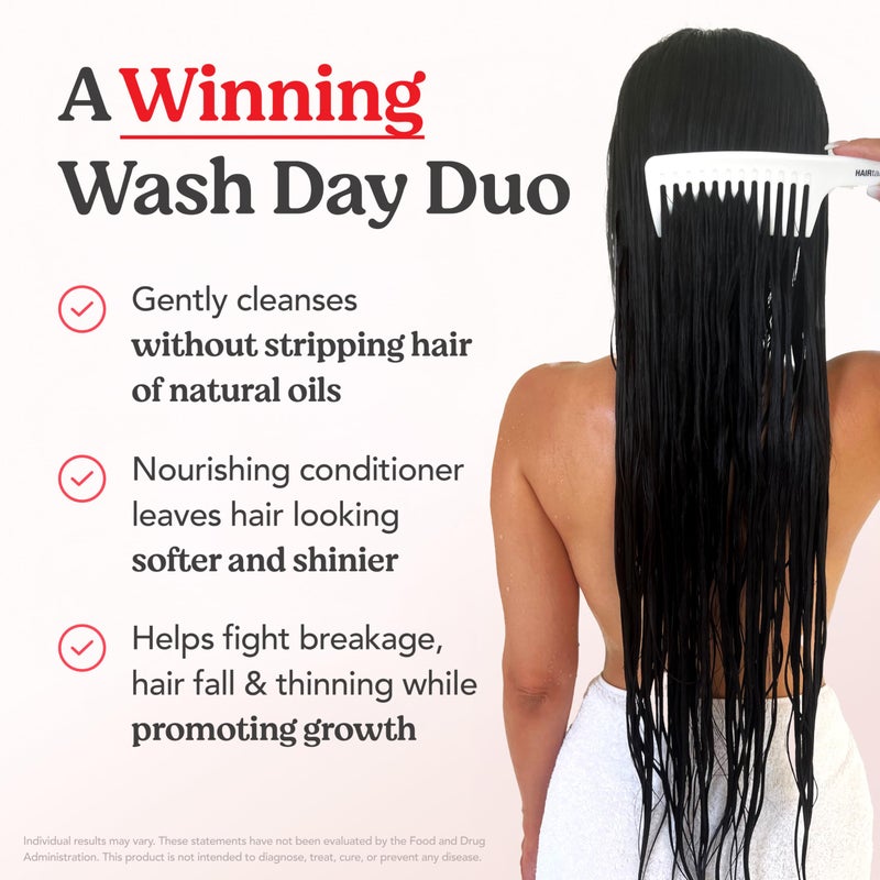 HAIRtamin Shampoo and Conditioner Set - Paraben & Sulfate Free, Volumizing & Moisturizing, Natural Biotin Shampoos and Conditioners, Gentle Moisturizer on Curly & Color Treated Hair - Image 3