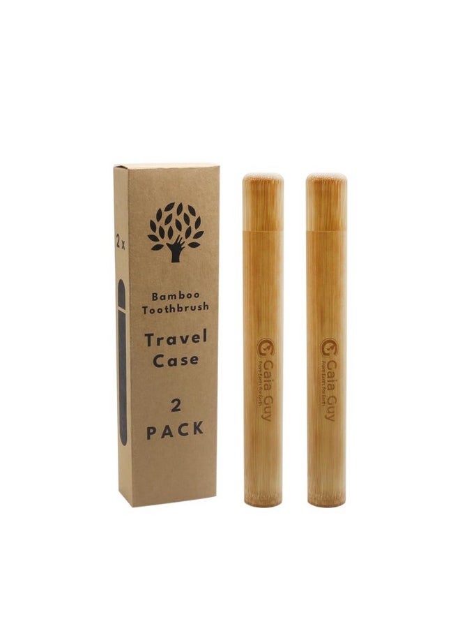 Gaia Guy Gaia Guy Bamboo Toothbrush Travel Case 2 Pack - Portable Bamboo Toothbrush Holder Great For Plastic-Free Travel, Camping and Zero Waste Living  - Image 1