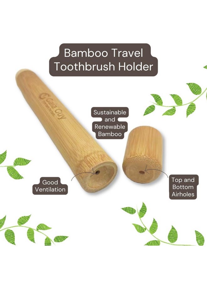 Gaia Guy Gaia Guy Bamboo Toothbrush Travel Case 2 Pack - Portable Bamboo Toothbrush Holder Great For Plastic-Free Travel, Camping and Zero Waste Living  - Image 2
