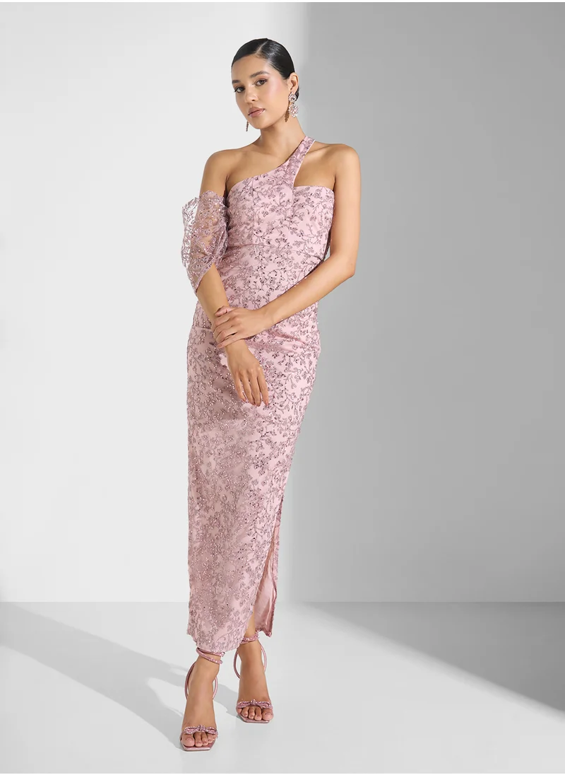 Namshi x Shimmer Dress With Slit