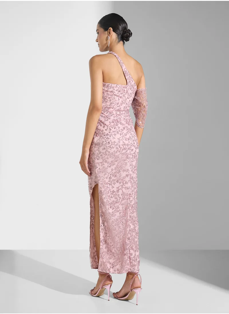 Namshi x Shimmer Dress With Slit