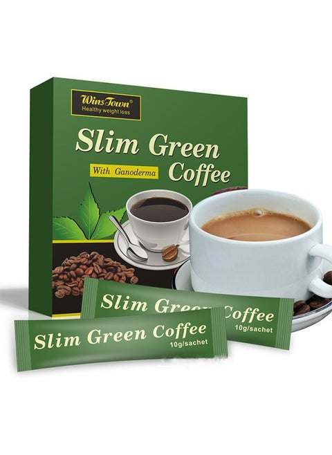healthy weight loss slim green with ganodrma coffee，a cup before meals to achieve weight loss, a box of 18 sticks