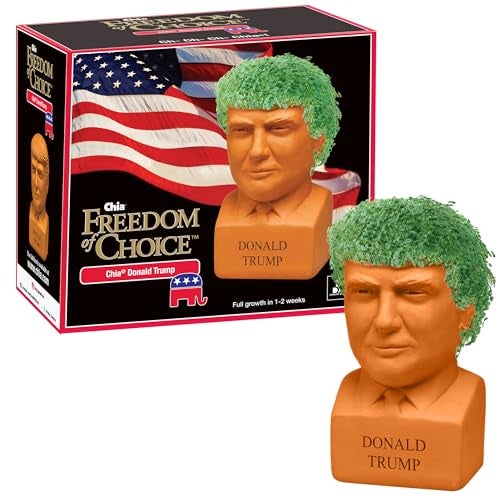 Chia Pet Donald Trump with Chia Seed Pack - Freedom of Choice - Decorative Presidential Pottery Planter, Easy to Do and Fun to Grow, Novelty Gift, Terra Cotta - Image 1