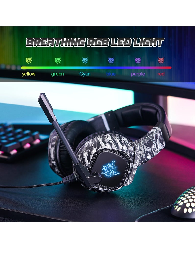 onikuma K19 Gaming Headset With Microphone RGB Wired Computer Headphones - Image 4