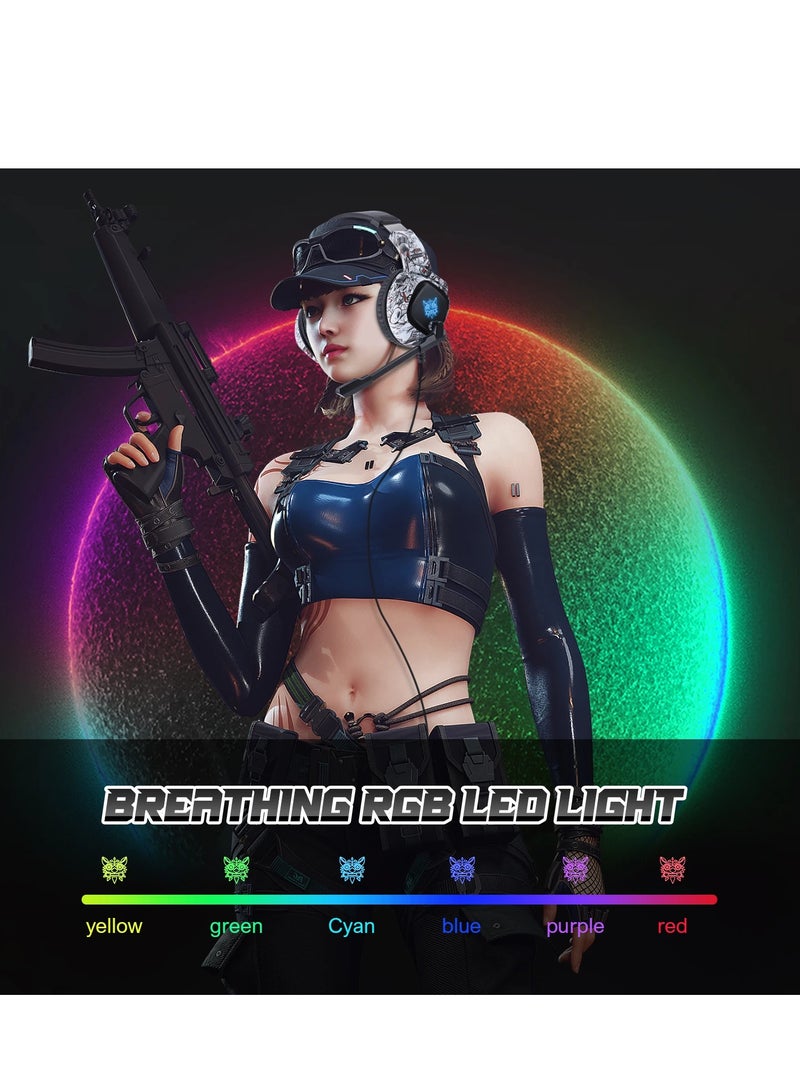 onikuma K19 Gaming Headset With Microphone RGB Wired Computer Headphones - Image 5