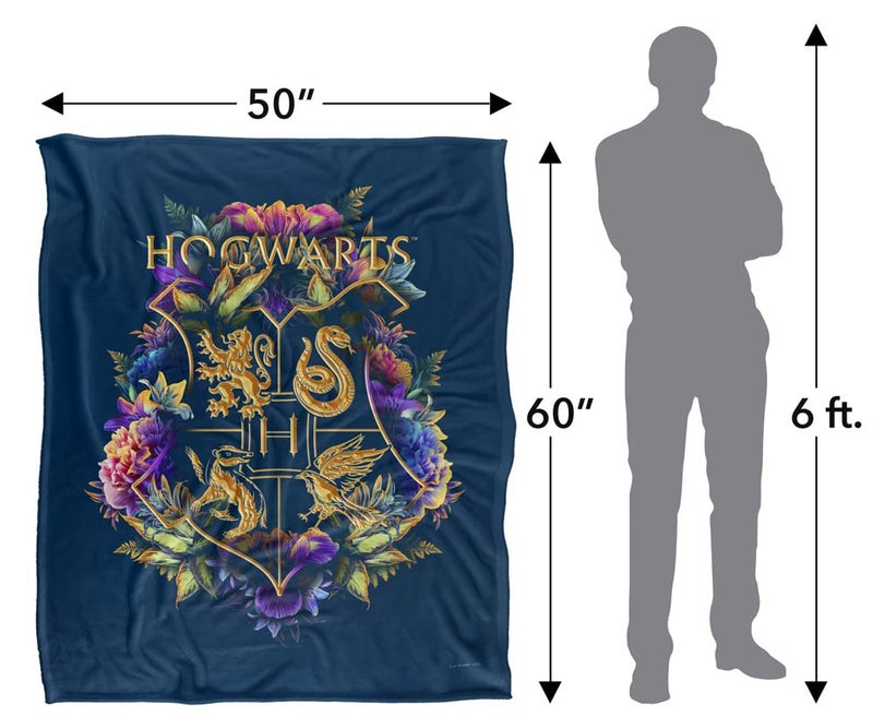 LOGOVISION Harry Potter Hogwarts Multi-Colored Floral Crest Officially Licensed Silky Touch Super Soft Throw Blanket 50"" x 60"" - Image 5