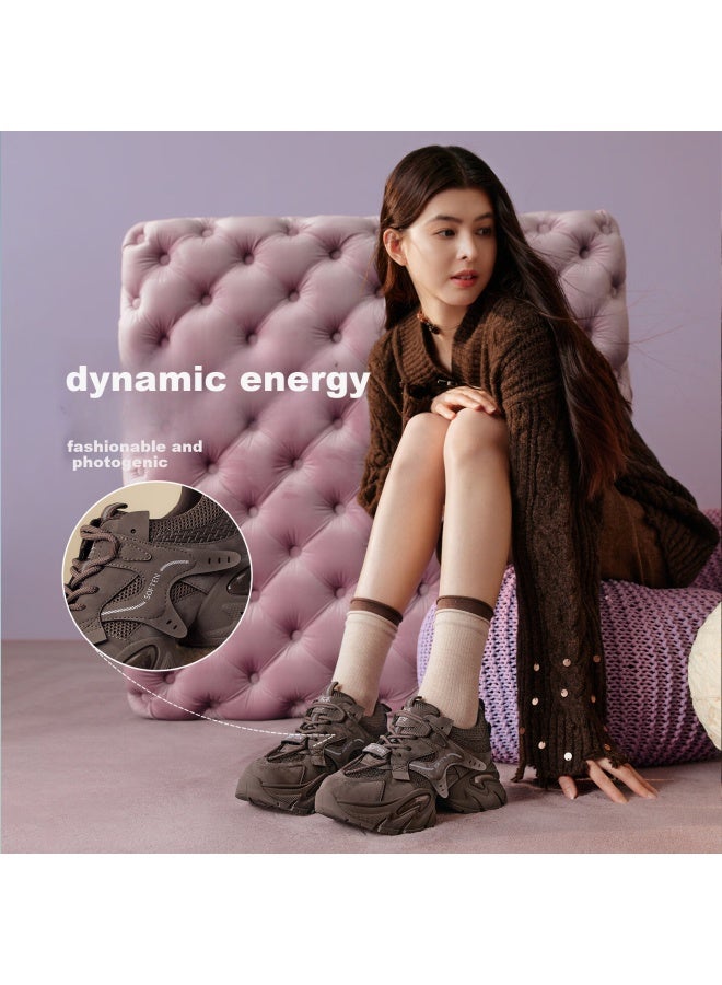 Basto 26 Spring Dad Sneakers Trendy Sports Thick-soled Height-increasing Women's Casual Shoes G8897am6 Brown Size 36 - Image 1