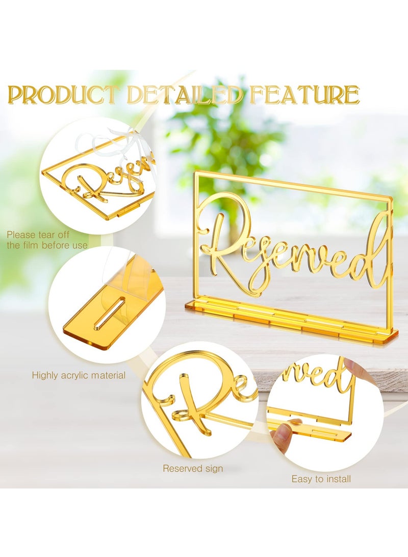 SOLARAE Acrylic Reserved Table Sign，6 Pieces Wedding Signs Reserved Signs for Tables Acrylic Standing Reserved Wedding Signs for Wedding Seating Reservation Restaurant Business Office (Gold) - Image 5