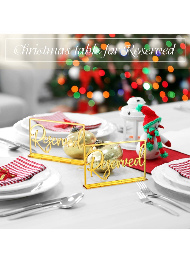 SOLARAE Acrylic Reserved Table Sign，6 Pieces Wedding Signs Reserved Signs for Tables Acrylic Standing Reserved Wedding Signs for Wedding Seating Reservation Restaurant Business Office (Gold) - Image 2