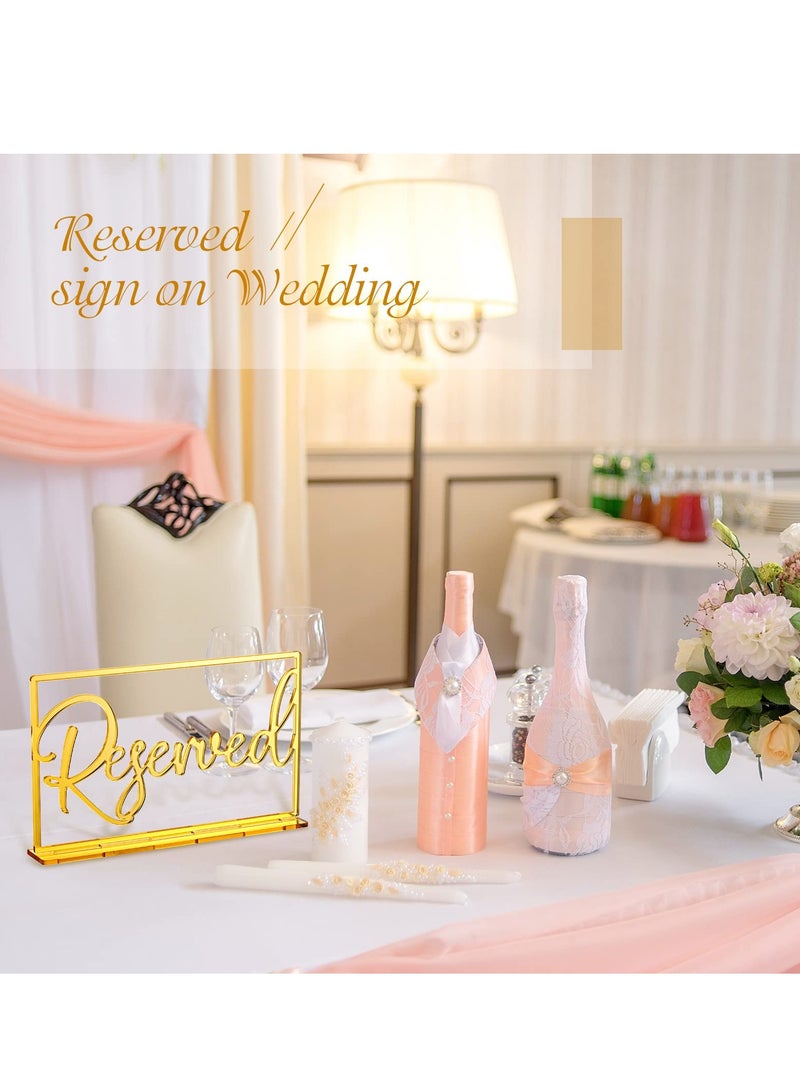 SOLARAE Acrylic Reserved Table Sign，6 Pieces Wedding Signs Reserved Signs for Tables Acrylic Standing Reserved Wedding Signs for Wedding Seating Reservation Restaurant Business Office (Gold) - Image 3