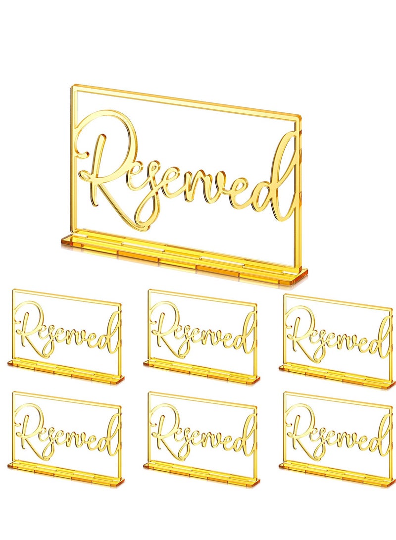 SOLARAE Acrylic Reserved Table Sign，6 Pieces Wedding Signs Reserved Signs for Tables Acrylic Standing Reserved Wedding Signs for Wedding Seating Reservation Restaurant Business Office (Gold) - Image 1