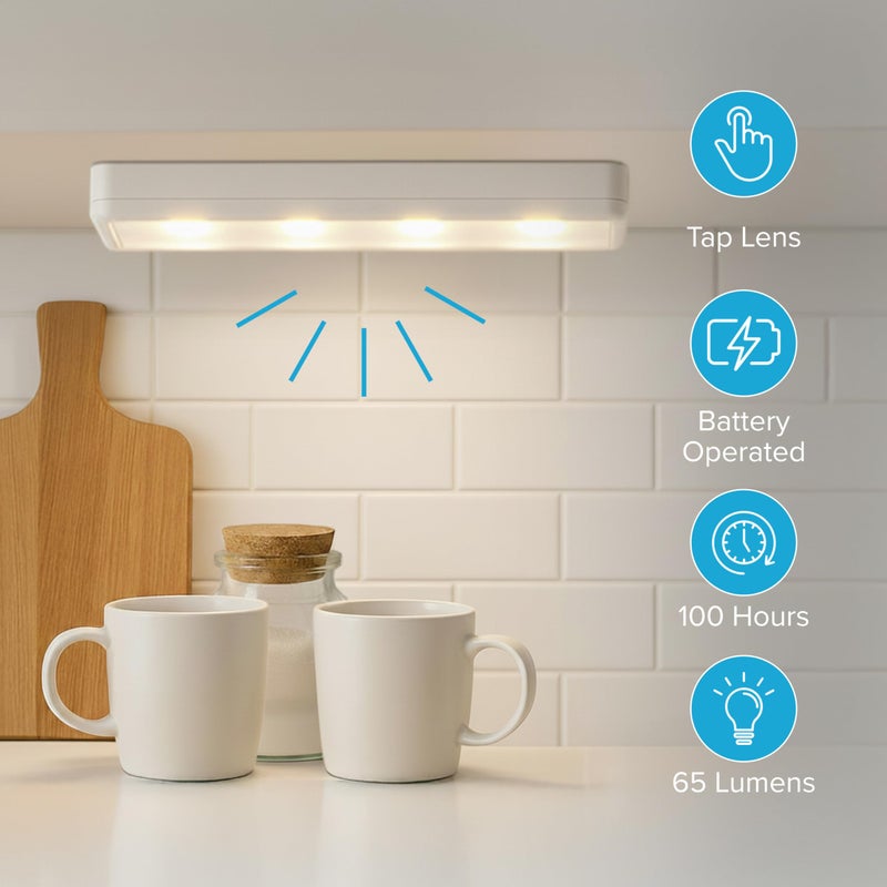 Brilliant Evolution Pack of 2 Wireless LED Stick on Lights Battery Operated Under Cabinet Lighting - 8.5 Inches Long - 65 Lumens Push Light for Kitchen, Closet, and Countertops - Image 4