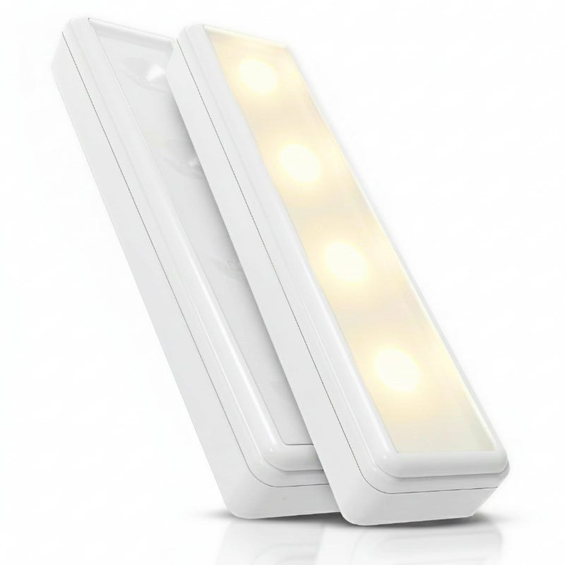 Brilliant Evolution Pack of 2 Wireless LED Stick on Lights Battery Operated Under Cabinet Lighting - 8.5 Inches Long - 65 Lumens Push Light for Kitchen, Closet, and Countertops - Image 1