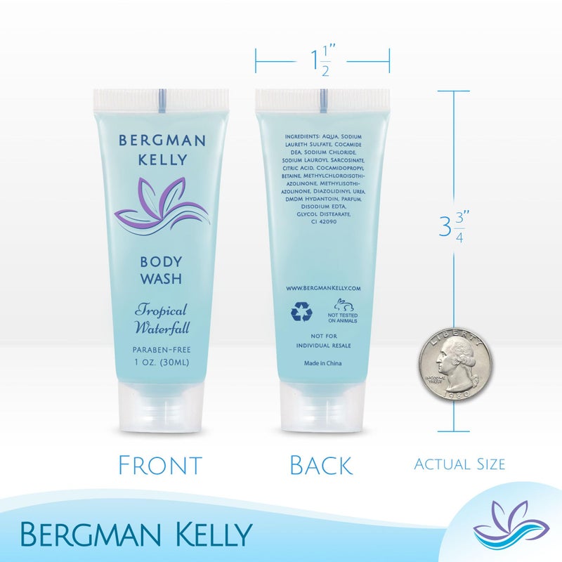 BERGMAN KELLY Travel Size Body Wash (1 fl oz, 100 PK, Tropical Waterfall), Delight Your Guests with an Invigorating and Refreshing Hotel Body Wash, Mini and Small Size Guest Hotel Toiletries in Bulk - Image 3