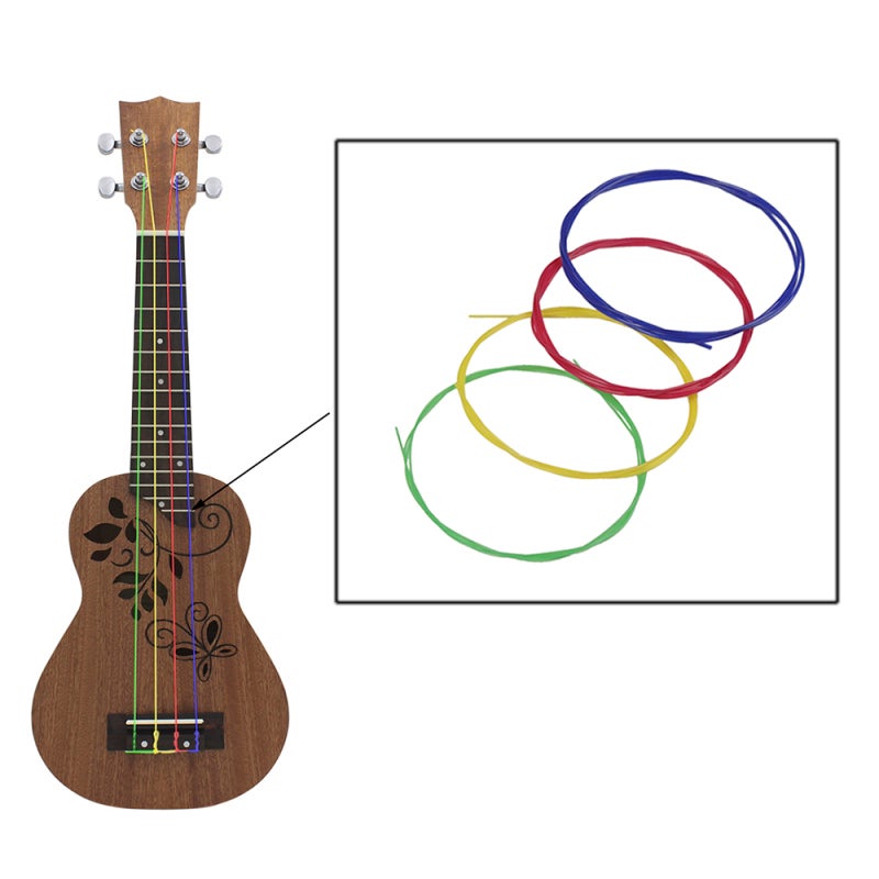 Ukulele String Set 4pcs High-Quality Nylon 0.56mm A String - Clear Bright Sound Uke Strings Black White Colorful for Replacement - Image 5