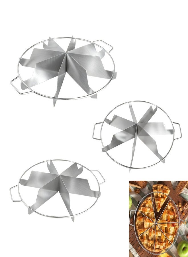 bangminda Stainless Steel Pie Cutter, 3 Pcs Cake Slicer 8/7/6 Cut, 10.4in Cake Divider with Side Handle Rust Proof Pizza Slicer Press for Commercial Home - Image 1