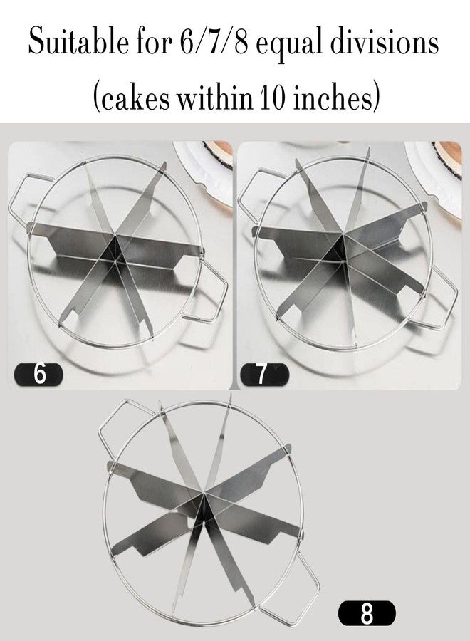 bangminda Stainless Steel Pie Cutter, 3 Pcs Cake Slicer 8/7/6 Cut, 10.4in Cake Divider with Side Handle Rust Proof Pizza Slicer Press for Commercial Home - Image 2