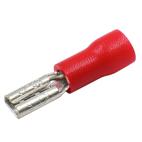 Baomain 0.11" Female Quick Disconnect Spade Terminals,Insulated Crimp Connectors 22-16 AWG 2.8mm,Red, (100-Pack) - Image 1