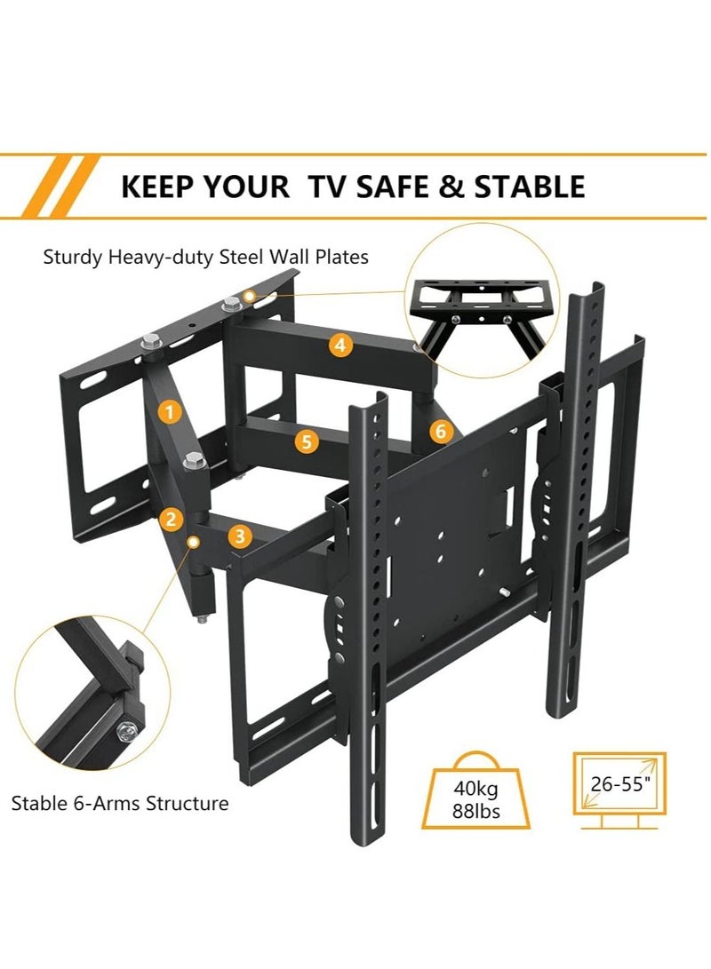 TV Stand/Television Stands for 26-75 Inch TV. Wall Mount TV Stand with Rugged Double Arm Bracket, Standard Load-bearing 26"-55", Maximum size 75 inch, Universal TV Stand Holds Up to 40kg - Image 2