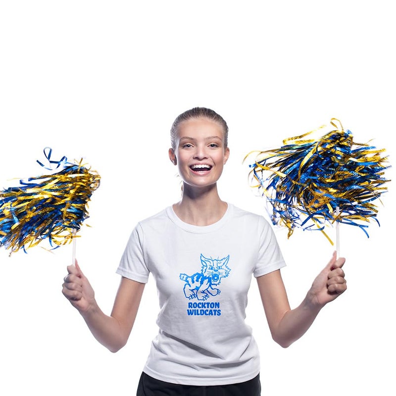 Anderson's Metallic Blue and Gold Foil Textured School Spirit Shakers, Cheerleader Pom Poms, Football, Basketball, Homecoming Squad, Team, Party, Dance, Club, Performance, Fan Celebration Pack of 10 - Image 3