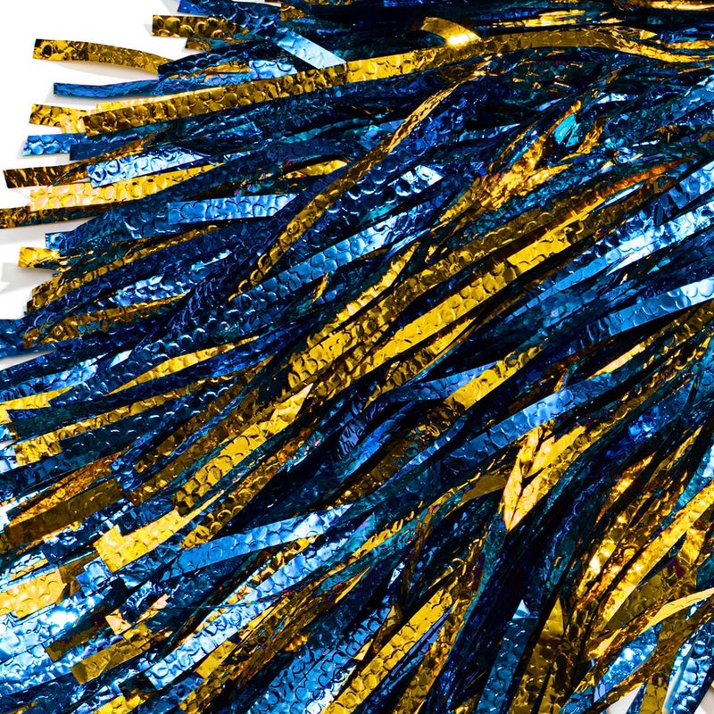 Anderson's Metallic Blue and Gold Foil Textured School Spirit Shakers, Cheerleader Pom Poms, Football, Basketball, Homecoming Squad, Team, Party, Dance, Club, Performance, Fan Celebration Pack of 10 - Image 4