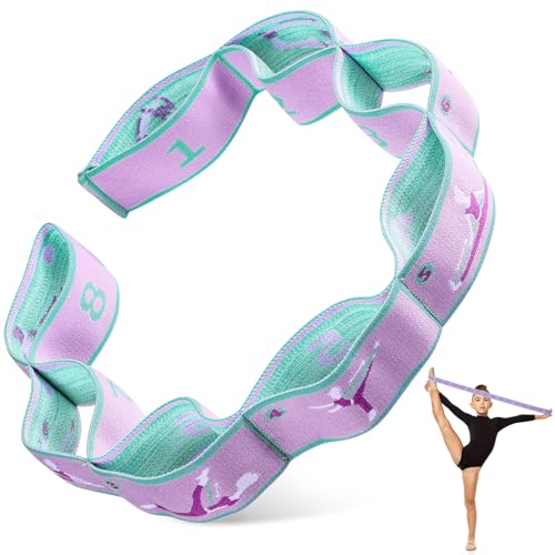 Sonwyoung 1 Pcs Stretch Strap for Kids Elastic Gymnastic Stretching Ballet Dance Band with 8 Loops Adjustable Exercise Training Resistance Strap for Children Stuff Pilates Latin Yoga Equipment Purple - Image 1