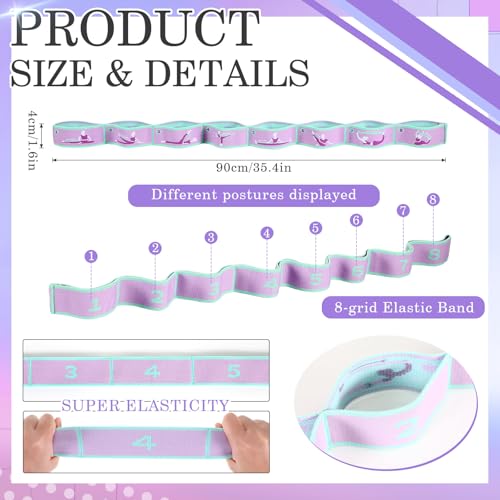 Sonwyoung 1 Pcs Stretch Strap for Kids Elastic Gymnastic Stretching Ballet Dance Band with 8 Loops Adjustable Exercise Training Resistance Strap for Children Stuff Pilates Latin Yoga Equipment Purple - Image 3