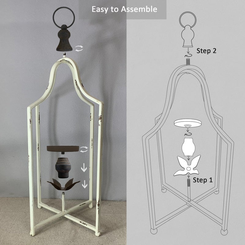 Fenisam 12.5" & 16.5" Timeless Cozy Decorative Lanterns Set of 2, Handcrafted Metal Iron Candle Holders, Farmhouse Elegance Fireplace Mantel Table Festive Gatherings Decor - Image 5