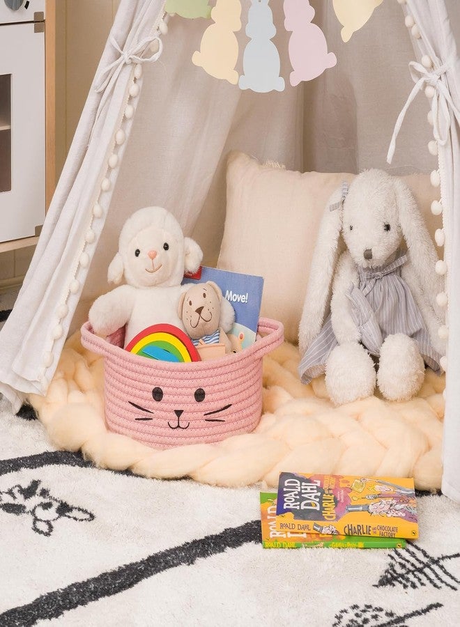 ALBY® Decor Basket, Nursery Basket for Baby Clothes, Toys, Laundry, Blanket, Cute Animal Storage Box, Large Woven Gift for Kids, Baby Showers- (PINK, 9.8" W x 4" H) - Image 3