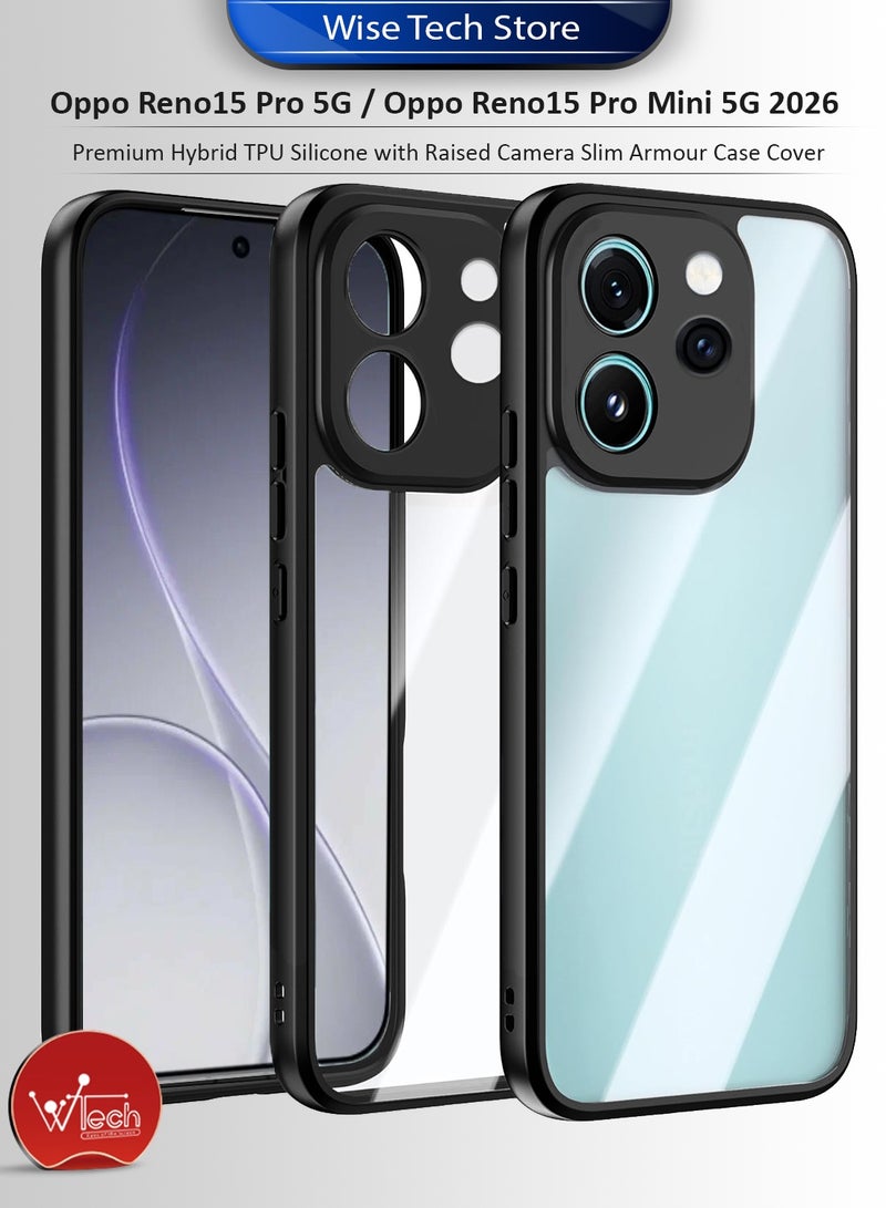 Wtech Oppo Reno15 Pro 5G / Oppo Reno15 Pro Mini 5G 2026 Hybrid TPU Silicone with Raised Camera Slim Armour Case Cover (MCAPSA) - Clear/Black - Image 1