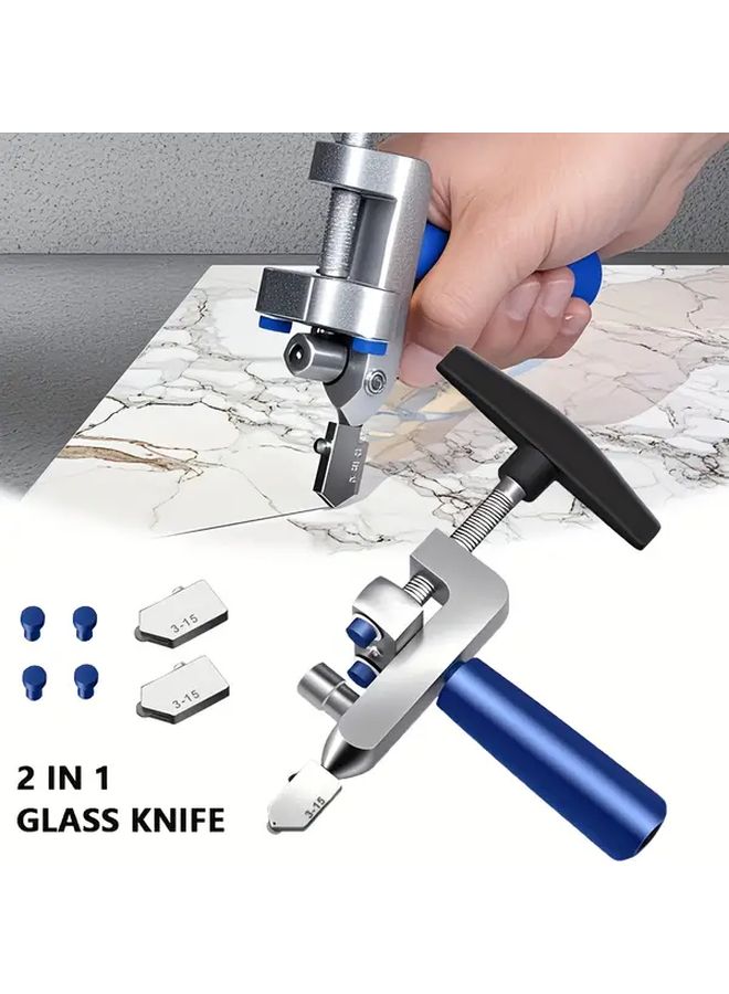 2 In 1 Manual Glass Tile Cutter With Diamond Roller Silvery Adjustable Metal Base - Image 4