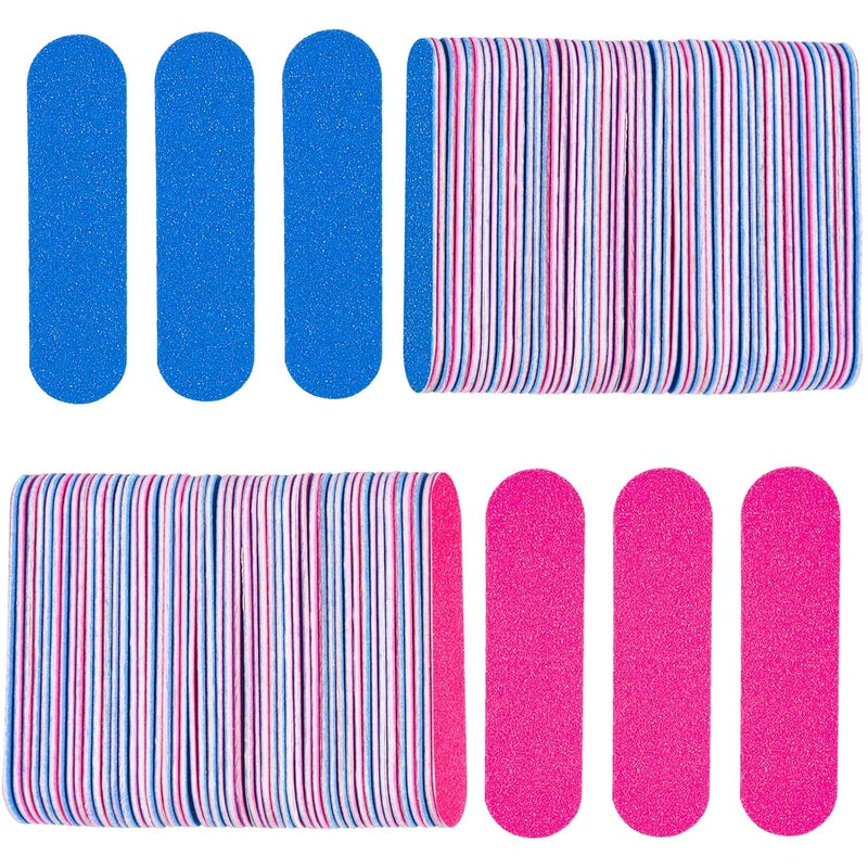 KISEER Mini Nail Files Bulk 100 Pcs Disposable Double Sided Emery Boards Travel Size for Men Women Kids Blue and Pink - Image 1