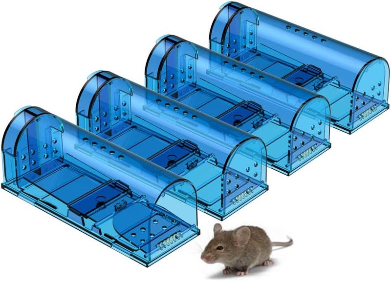 blinc Humane Mouse Trap | Catch and Release Mouse Traps That Work | Mice Trap No Kill for mice/Rodent Pet Safe (Dog/Cat) Best Indoor/Outdoor Mousetrap Catcher Non Killer Small Capture Cage (Blue (4 Pack)) - Image 1