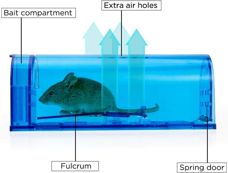 blinc Humane Mouse Trap | Catch and Release Mouse Traps That Work | Mice Trap No Kill for mice/Rodent Pet Safe (Dog/Cat) Best Indoor/Outdoor Mousetrap Catcher Non Killer Small Capture Cage (Blue (4 Pack)) - Image 3
