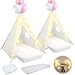 Lemosae 2 Pack Kids Teepee Tent with MattressFitted SheetLight StringWashable Natural Cotton Toddler Play Tent for Girls Boys Indoor Outdoor Sleepover Slumber Birthday PartyWhite - Image 3