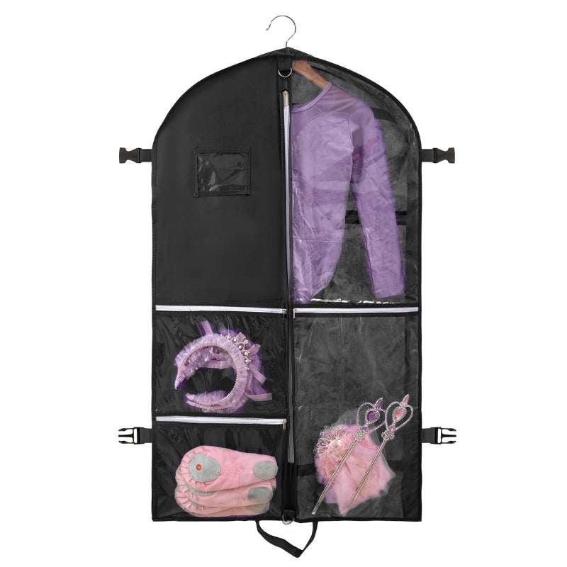QEES 1 Pack Garment Bag for Dance Costumes,40 Inch Dance Garment Bags for Dancers Kids Dance Recital Bags Competition Cheer Uniform Garment Bag for Travel Storage,Dance Recital Gifts for Girls - Image 1