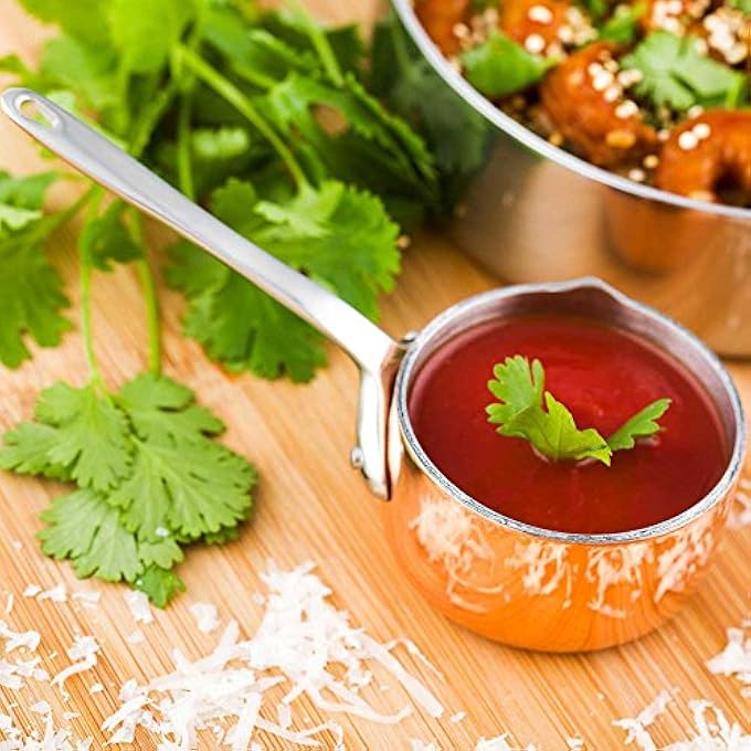Restaurantware 2 Ounce Small Saucepan 1 Durable Mini Saucepan  BuiltIn Pour Spout Dishwashable Copper Stainless Steel For Sauces Dips Or Mini Dishes - Image 3
