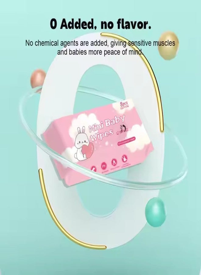 ZITWA Mini Baby Wet Wipes 8-Pack (64 Pcs) | Portable Travel Size Pink Wipes | 99% Pure Water | pH Balanced Cleansing & Moisturising Wipes for Baby Hands, Face & Sensitive Skin - Image 3