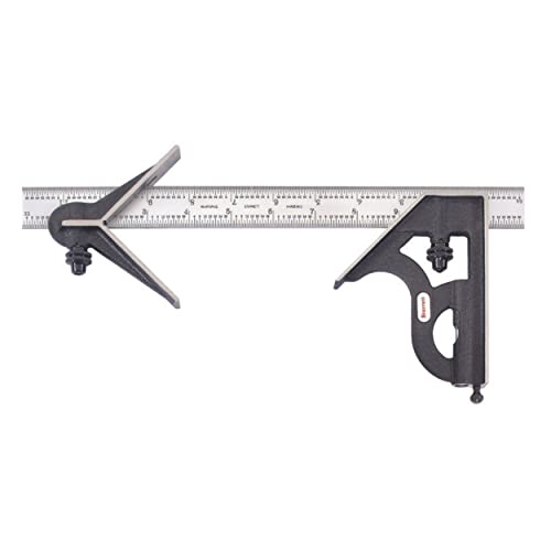 Starrett مربط ستاريت الفولاذي مع رأس مربع ورأس مركزي - طول الشفرة 12 بوصة، رؤوس من الحديد الزهر، فولاذ مقسى، قفل قابل للعكس، نوع تخرج 4R - C11HC-12-4R - Image 1