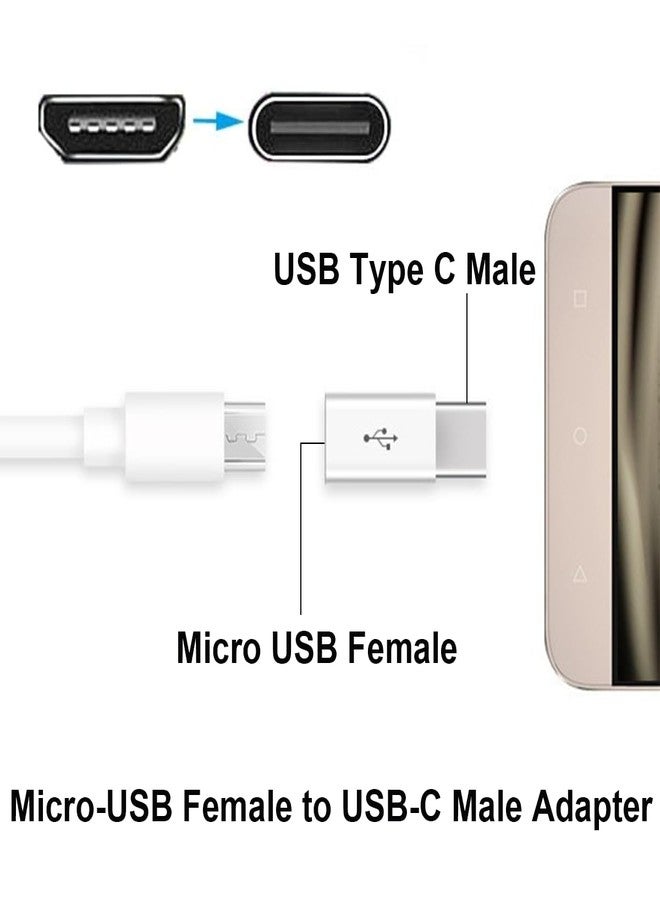 RUITEXUN Micro USB Female to USB-C Male Adapter - Convert Connector for Charging and Data Transmission (White) - Image 3