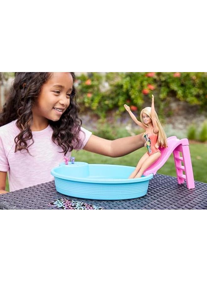 Barbie Doll 11.5 Inch Blonde And Pool Playset With Slide And Accessories  - Image 2