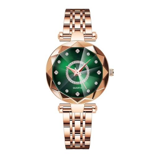 Reginald Women Watches with Bracelet Rose Gold for Lady Elegant Stainless Steel Strap Fashion Analog Creative Diamond Dial Wrist Watch Green 2 - Image 3