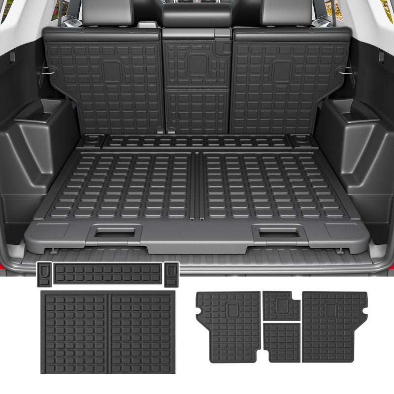 powoq Cargo Mat Compatible with 2010-2024 Toyota 4Runner Trunk Mat Replacement for 2010-2024 Toyota 4Runner Accessories 5 Seater-No 3rd seat (Fit W/Sliding Tray, Rear Backrest Mats+Rear Trunk Mat) - Image 1