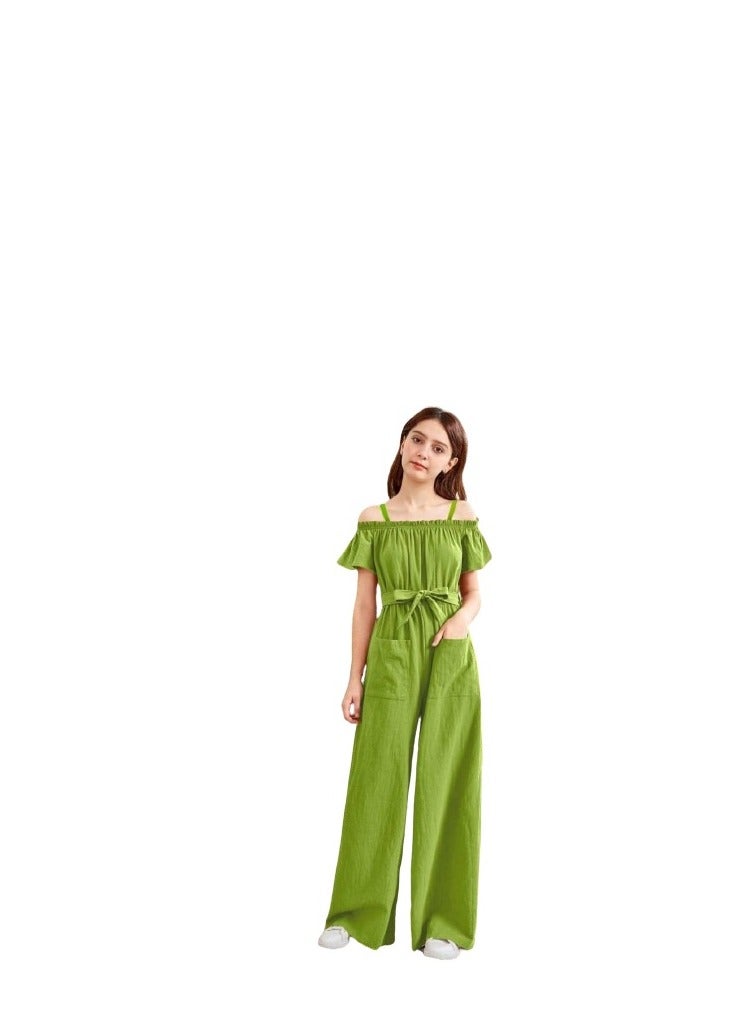 Girls' green exit jumpsuit (material is Spanish linen),  - Image 2