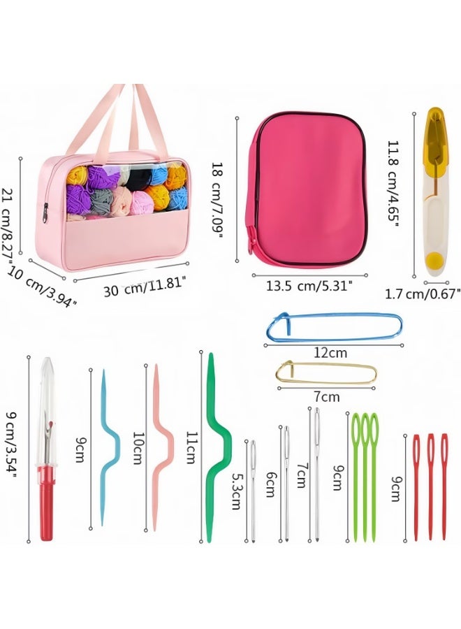 والالا مجموعة كروشيه 127 قطعة، مع حقيبة تخزين وخطافات كروشيه، بألوان متعددة، خفيفة الوزن ومتينة، مناسبة للمبتدئين ومجموعات الكروشيه المتقدمة، هدية مثالية للجدة والزوجة والعائلة، متعددة الألوان - Image 3