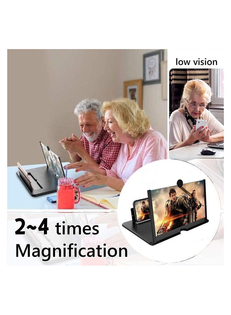 Smartphone Screen Magnifier Hd Mobile Amplifier Stand 14 Inch 3D Foldable For Cell Phone With Adjustable Angle Portable Push-Pull Design For All Smartphone-Black - Image 3